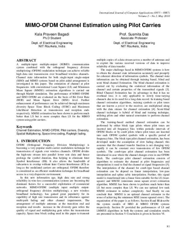 (PDF) MIMO-OFDM Channel Estimation Using Pilot Carries