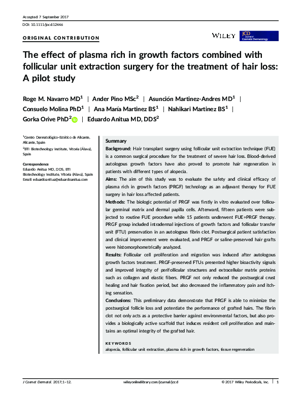 (PDF) The effect of plasma rich in growth factors combined with ...