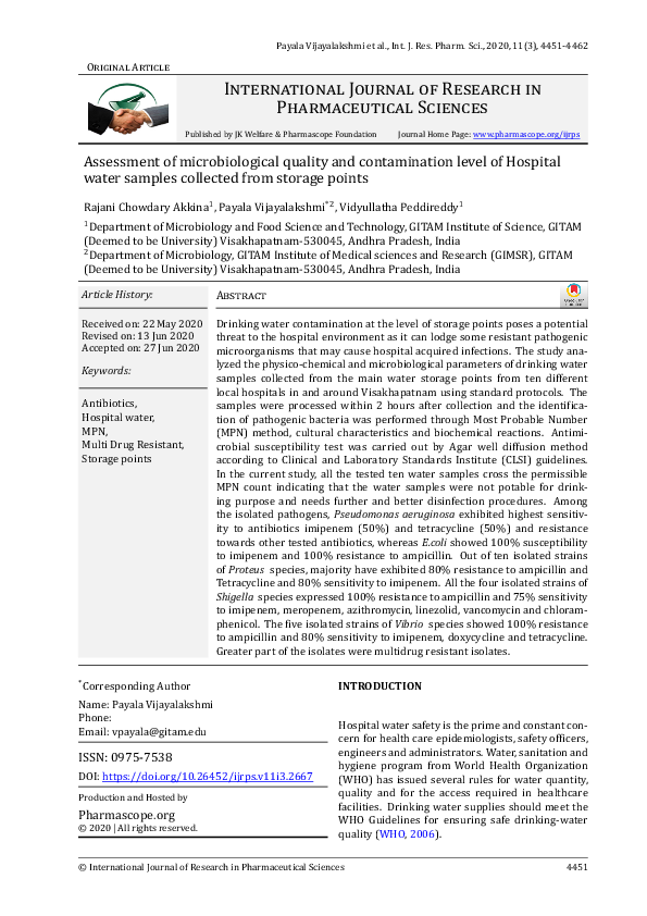(PDF) Assessment of microbiological quality and contamination level of ...