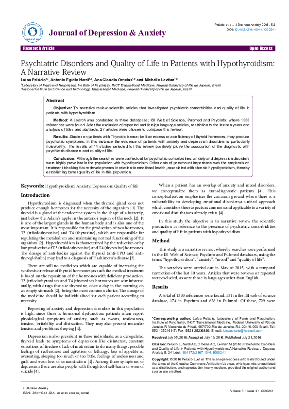 (PDF) Psychiatric disorders and quality of life in patients with ...