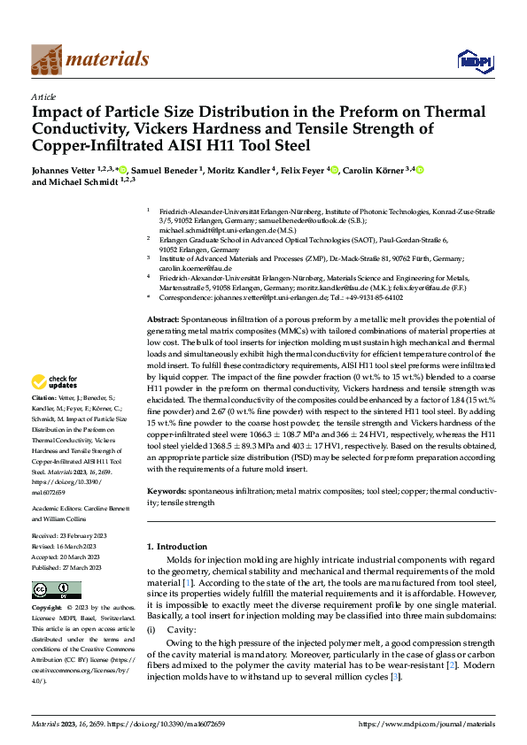 (PDF) Impact of Particle Size Distribution in the Preform on Thermal ...