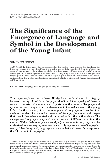 (PDF) The Significance of the Emergence of Language and Symbol in the ...
