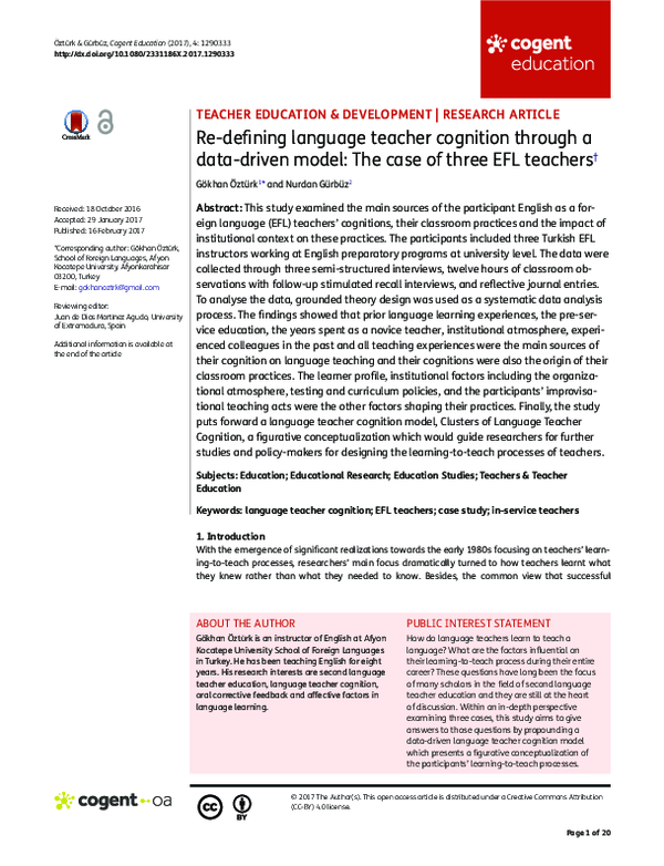(PDF) Re-defining language teacher cognition through a data-driven ...