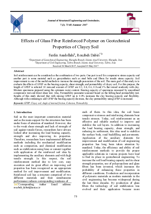(PDF) Effects of Glass Fiber Reinforced Polymer on Geotechnical ...