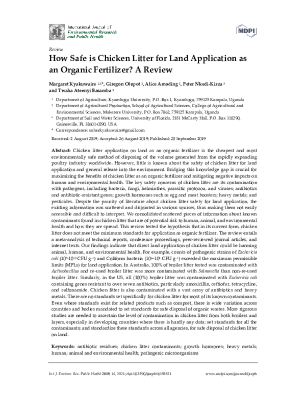 (PDF) How Safe is Chicken Litter for Land Application as an Organic