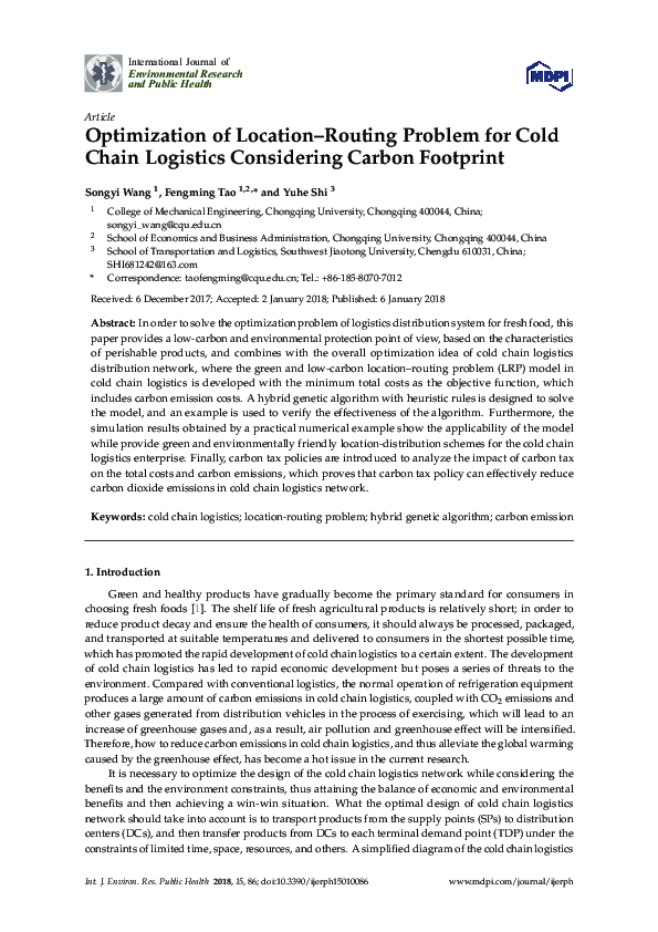 (PDF) Optimization of Location–Routing Problem for Cold Chain Logistics ...