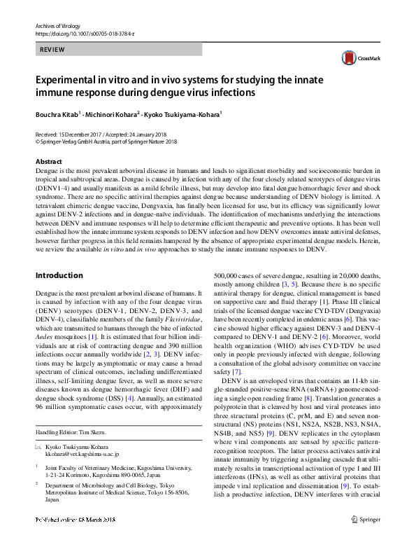 (PDF) Experimental in vitro and in vivo systems for studying the innate ...