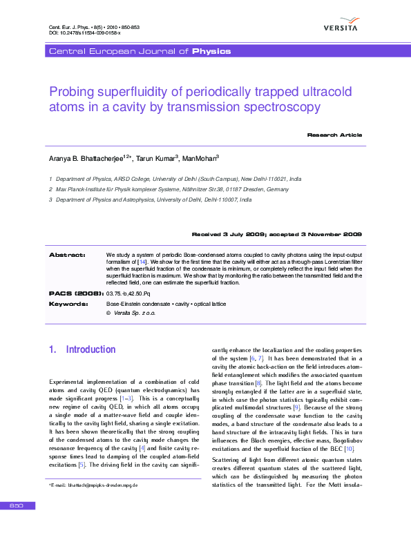 (PDF) Probing superfluidity of periodically trapped ultracold atoms in ...