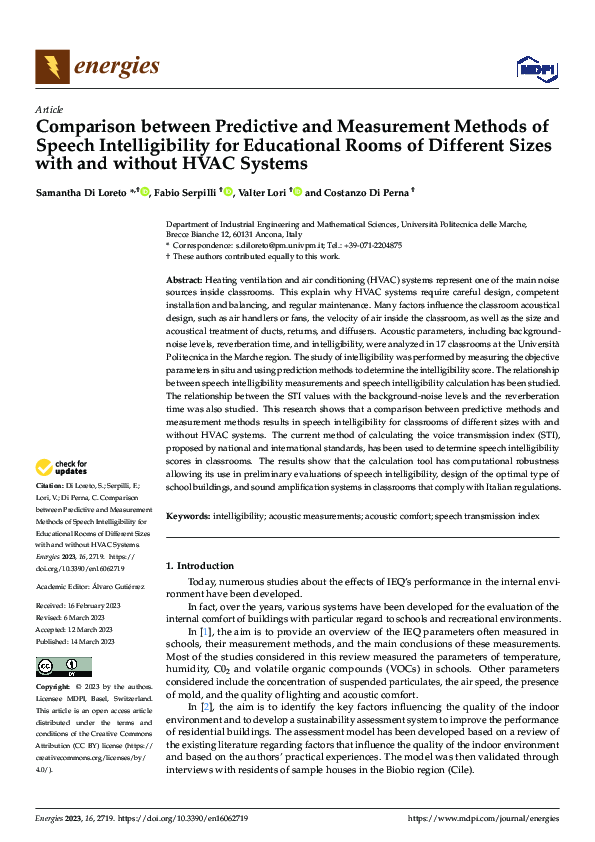 (PDF) Comparison between Predictive and Measurement Methods of Speech ...