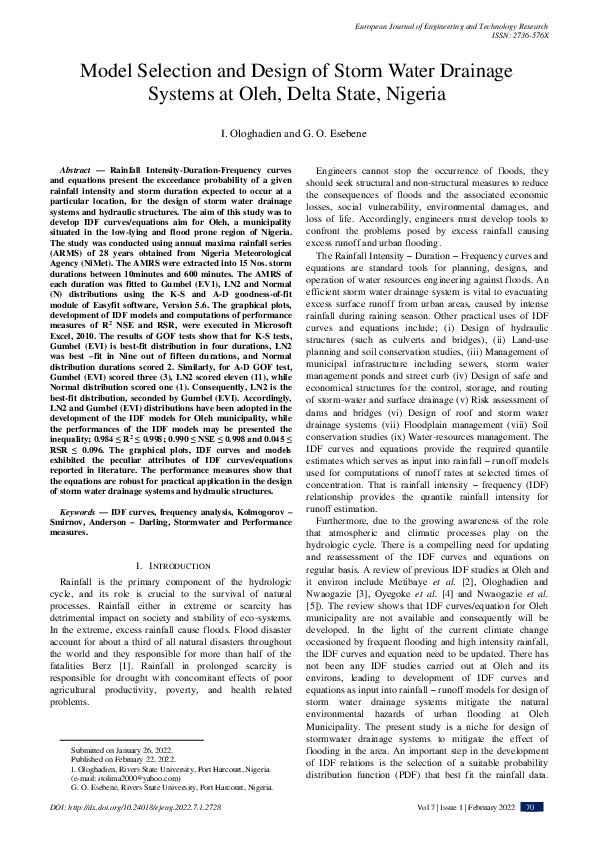 (PDF) Model Selection and Design of Storm Water Drainage Systems at ...