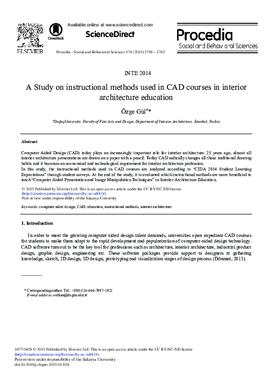 (PDF) A Study on Instructional Methods Used in CAD Courses in Interior ...