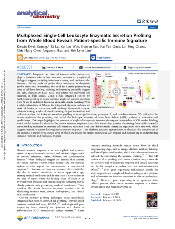 (PDF) Multiplexed Single-Cell Leukocyte Enzymatic Secretion Profiling ...