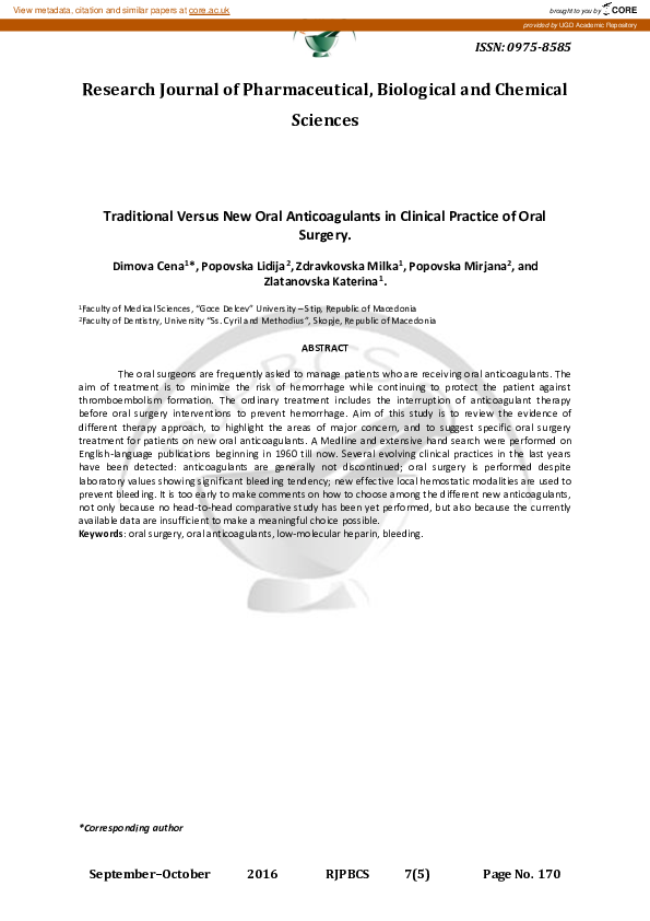 (PDF) Traditional versus new oral anticoagulants in clinical practice ...