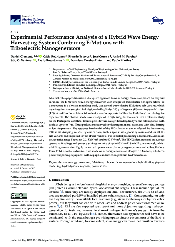 (PDF) Experimental Performance Analysis of a Hybrid Wave Energy ...