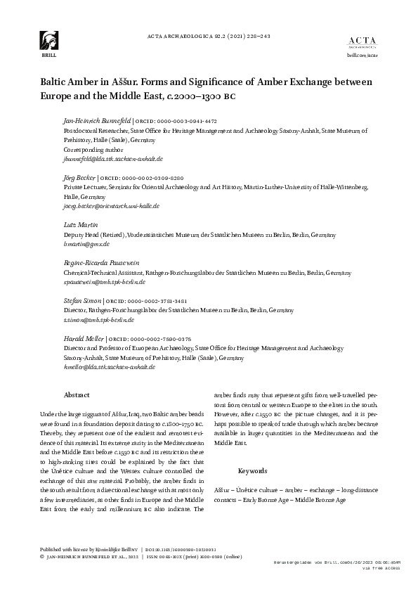 (PDF) Baltic Amber in Aššur. Forms and Significance of Amber Exchange ...