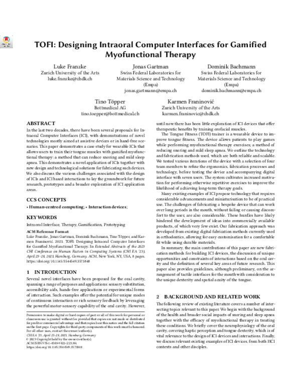 (PDF) TOFI: Designing Intraoral Computer Interfaces for Gamified ...