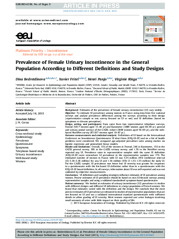 (PDF) Prevalence of Female Urinary Incontinence in the General ...