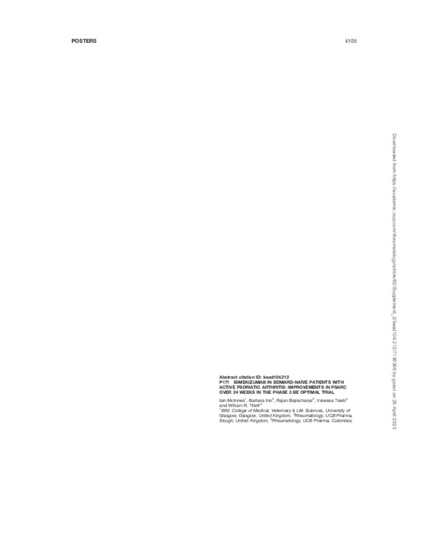(PDF) P171 Bimekizumab in bDMARD-naïve patients with active psoriatic ...