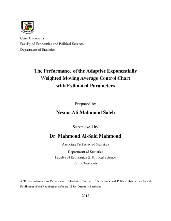 (PDF) The Performance of the Adaptive Exponentially Weighted Moving ...