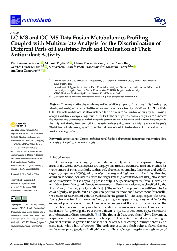 (PDF) LC-MS and GC-MS Data Fusion Metabolomics Profiling Coupled with ...