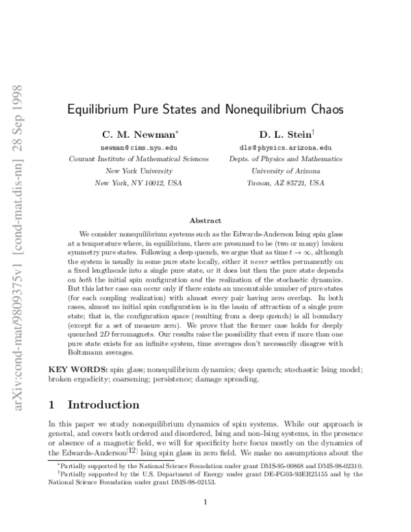 (PDF) Equilibrium Pure States and Nonequilibrium Chaos