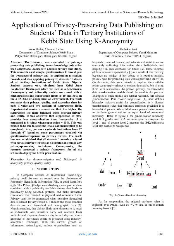 (PDF) Application of Privacy-Preserving Data Publishing on Students ...