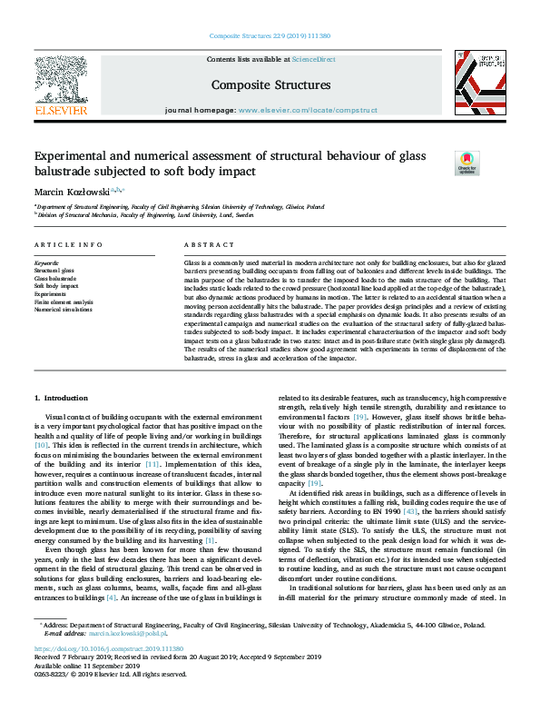(PDF) Experimental and numerical assessment of structural behaviour of ...