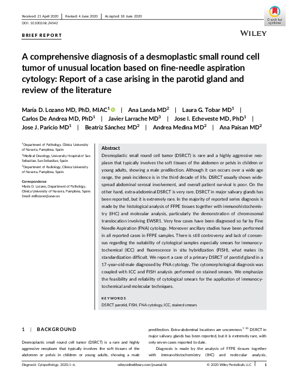 (PDF) A comprehensive diagnosis of a desmoplastic small round cell ...