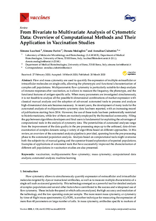 (PDF) From Bivariate to Multivariate Analysis of Cytometric Data ...
