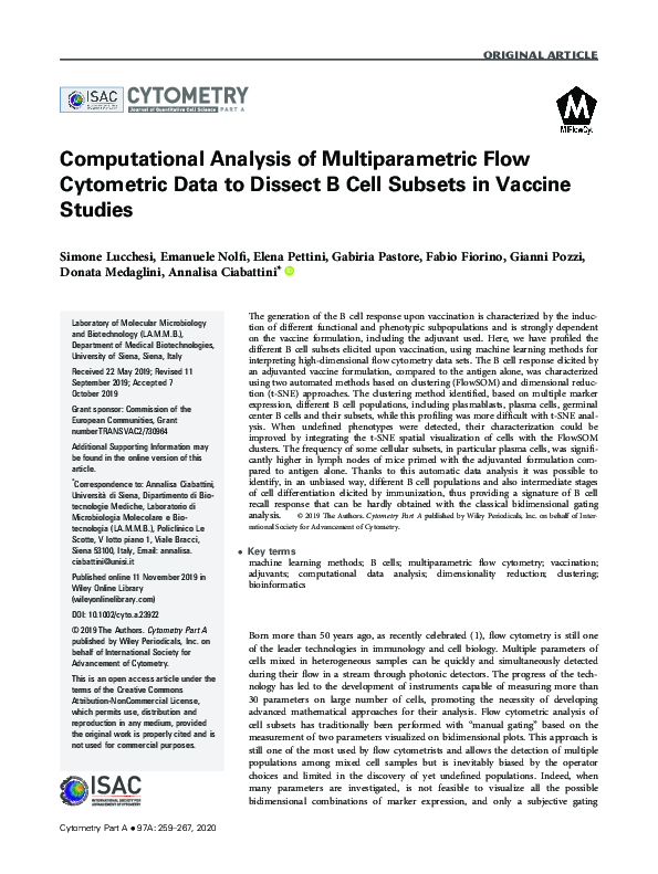 (PDF) Computational Analysis of Multiparametric Flow Cytometric Data to ...