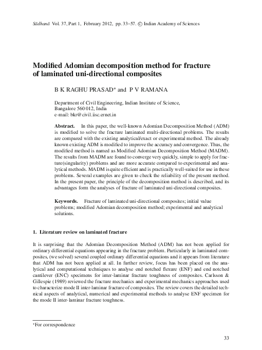 (PDF) Modified Adomian decomposition method for fracture of laminated ...
