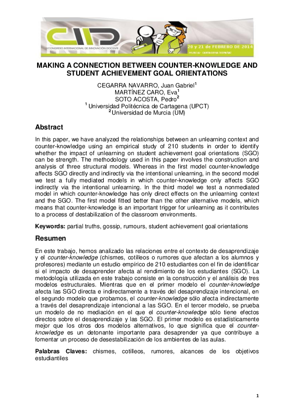 (PDF) Making a connection between counter-knowledge and student ...