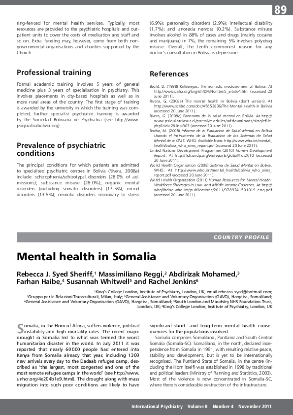 (PDF) Mental health in Somalia