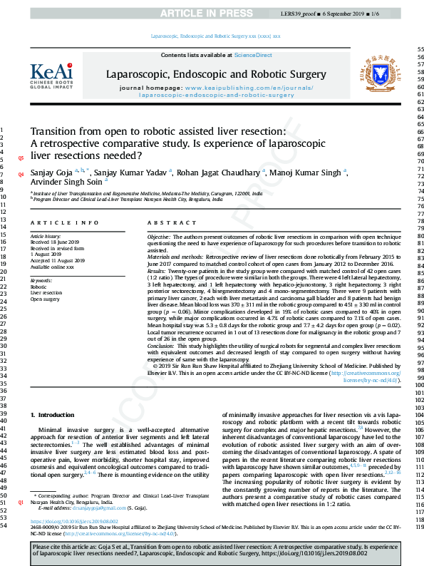(PDF) Transition from open to robotic assisted liver resection: A ...