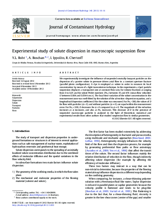 (PDF) Experimental study of solute dispersion in macroscopic suspension ...