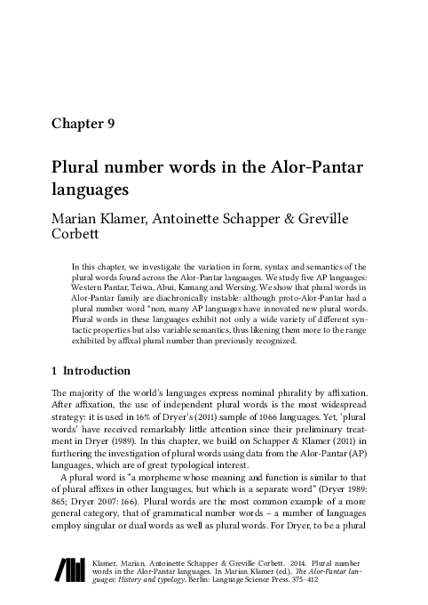 (PDF) Plural number words in the AlorPantar languages