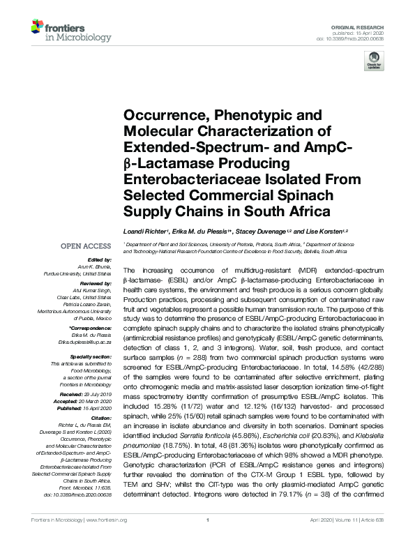 (PDF) Occurrence, Phenotypic and Molecular Characterization of Extended ...