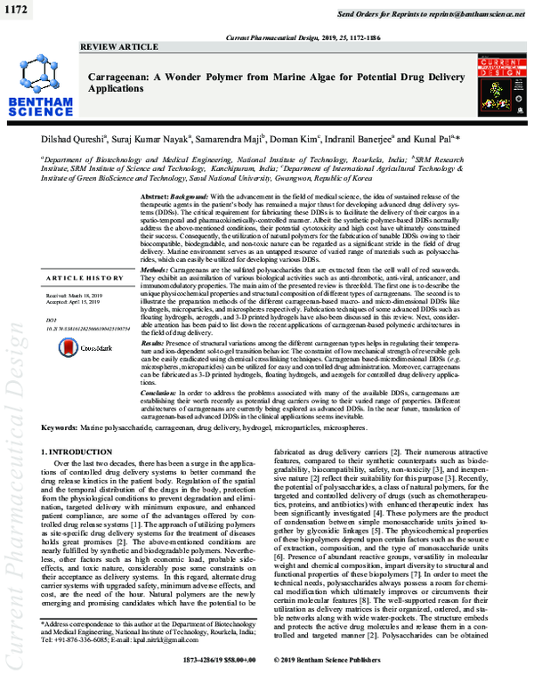 (PDF) Carrageenan: A Wonder Polymer from Marine Algae for Potential ...
