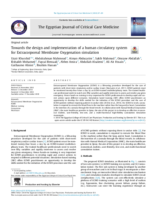 (PDF) Towards the design and implementation of a human circulatory ...