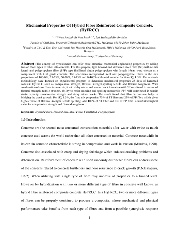 (PDF) 1 Mechanical Properties Of Hybrid Fibre Reinforced Composite ...