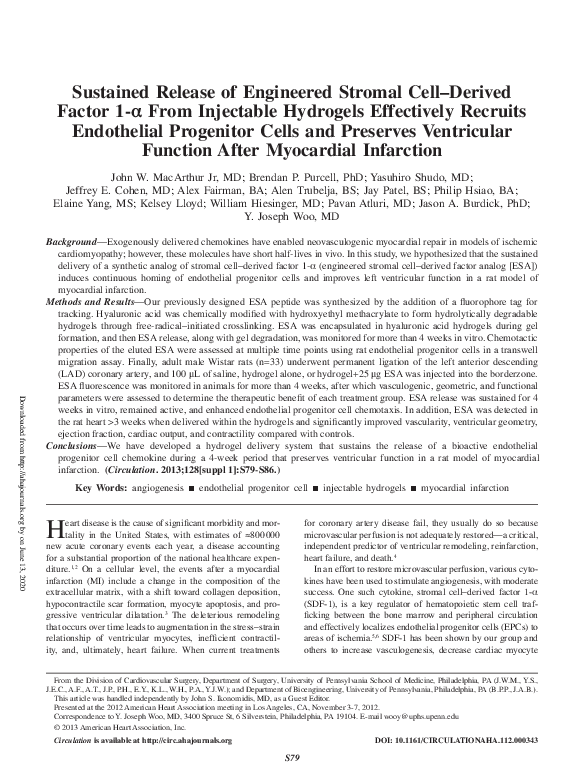 (PDF) Sustained Release of Engineered Stromal Cell–Derived Factor 1-α ...