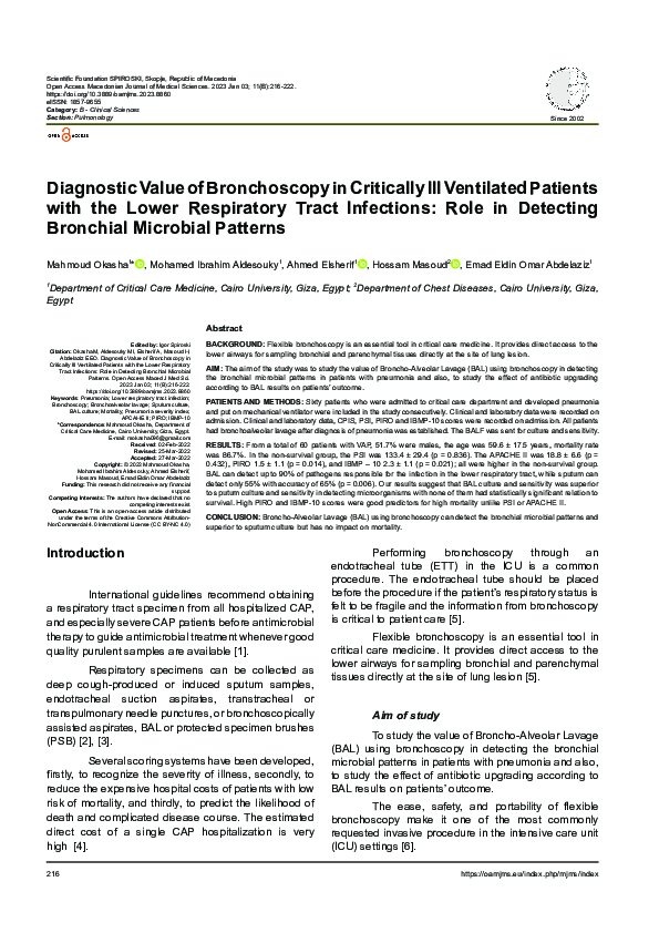 (PDF) Diagnostic Value of Bronchoscopy in Critically Ill Ventilated ...