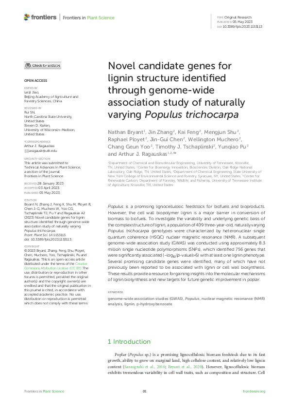 (PDF) Novel candidate genes for lignin structure identified through ...