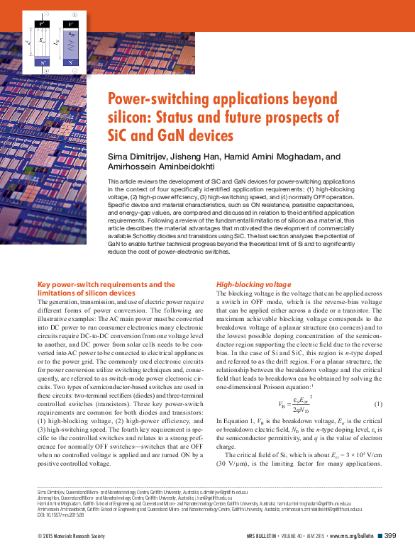 (PDF) Powerswitching applications beyond silicon The status and