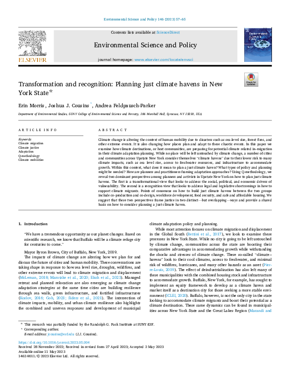 (PDF) Transformation and recognition: Planning just climate havens in ...