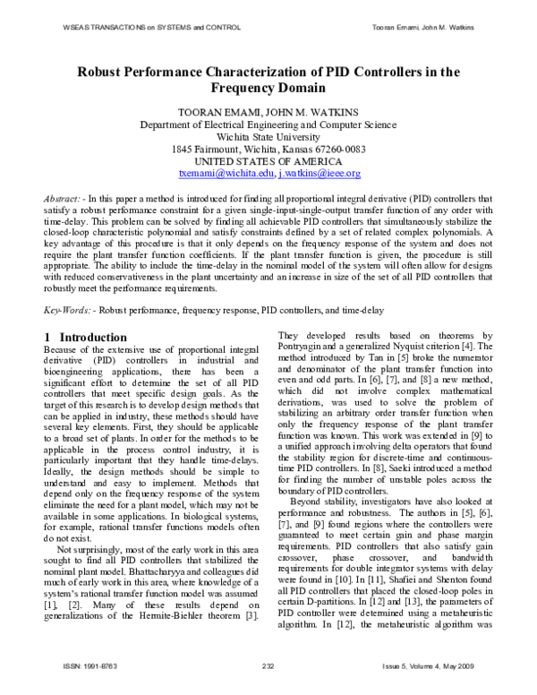 (PDF) Robust performance characterization of PID controllers in the ...