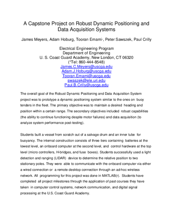 (PDF) A Capstone Project on Robust Dynamic Positioning and Data ...