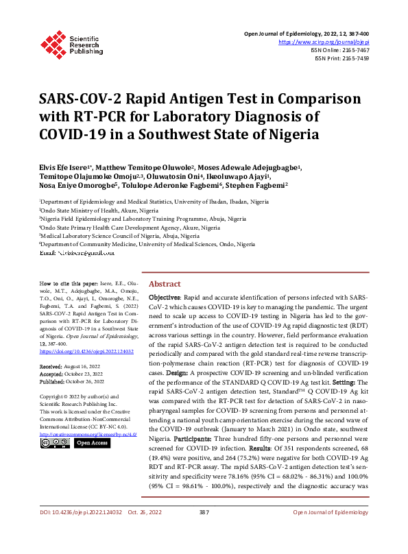(PDF) SARS-COV-2 Rapid Antigen Test in Comparison with RT-PCR for ...