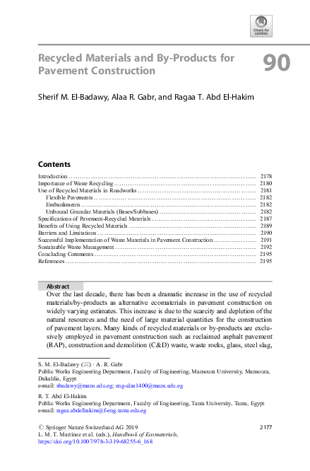 (PDF) Recycled Materials and By-Products for Pavement Construction
