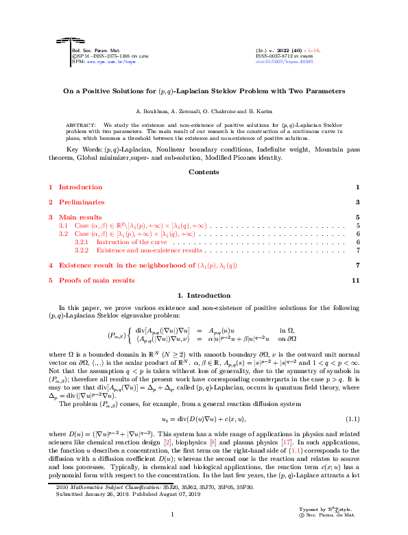 (PDF) On a positive solutions for $(p,q)$-Laplacian Steklov problem ...